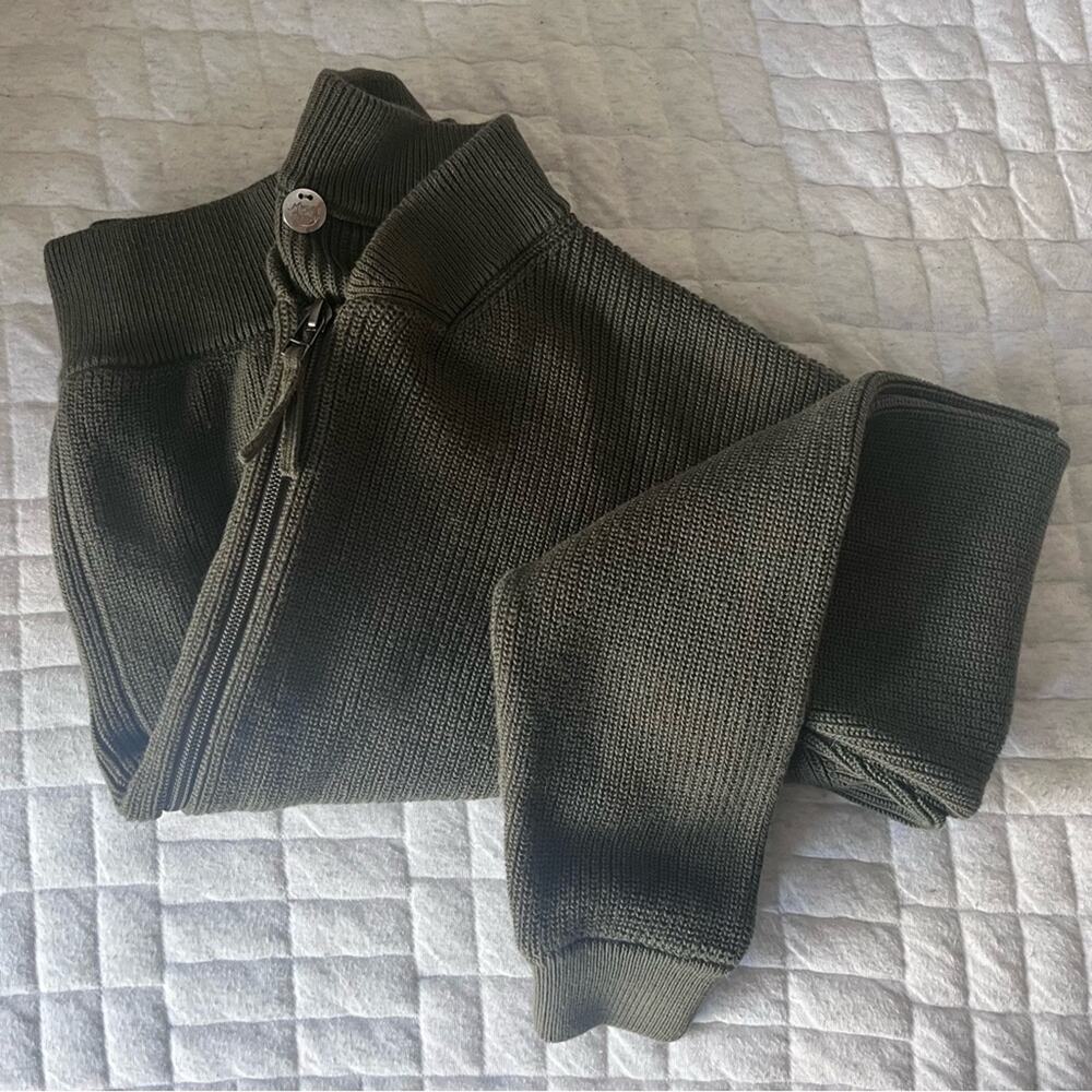 Margaret O’ Leary Olive Green Knit Full Zip Sweater